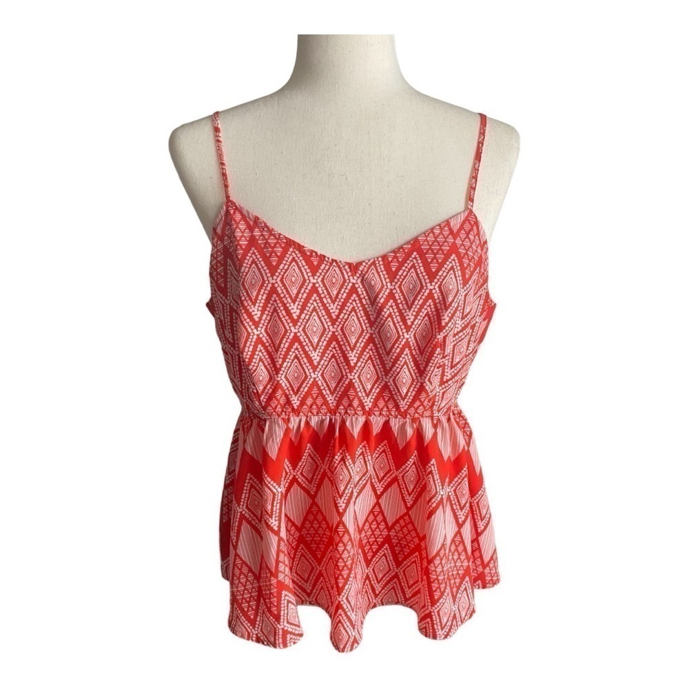LOVE TREE-RED ABD WHITE BACKLESS TOP-SIZE LARGE